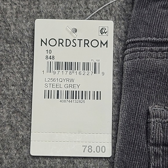 Wit & Wisdom Corduroy Pants Womens 10 Grey NEW Straight Leg Absolution Nordstrom - Picture 6 of 9